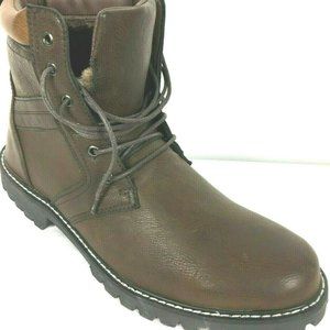 Brown High Top Lace Up Ankle Boots Faux Fur Lined